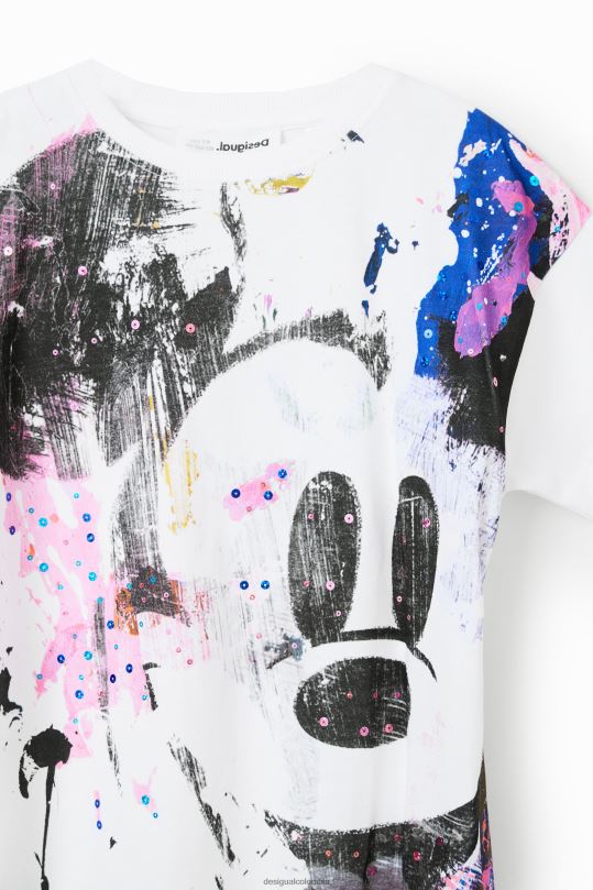 ropa 4802L1146 chica Desigual camiseta con salpicaduras de mickey mouse de disney - Desigual sale damen
