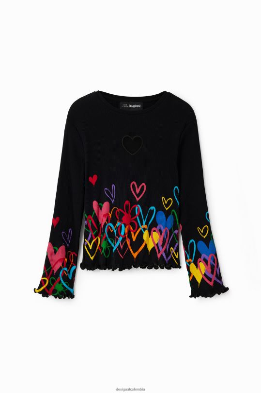ropa 4802L1702 chica Desigual camiseta con corazón recortado - Desigual sales online