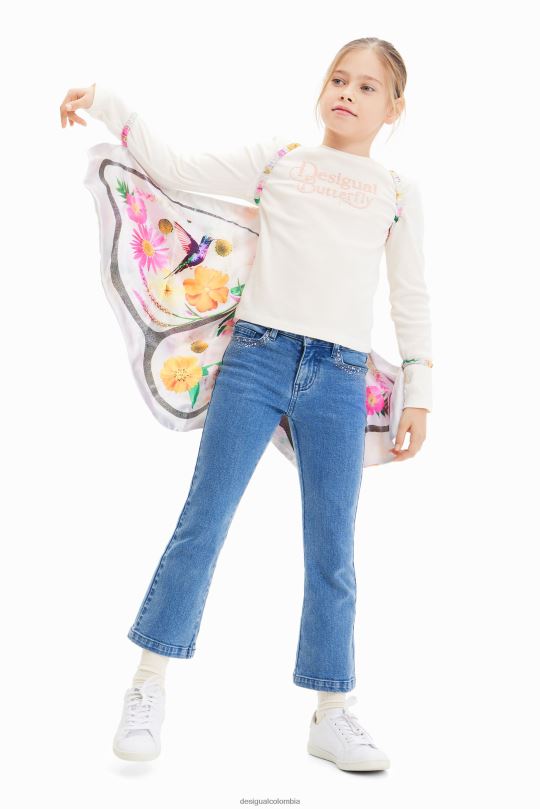 Desigual Colombia pagina oficial - ropa 4802L1718 chica Desigual camiseta de canalé con alas de mariposa
