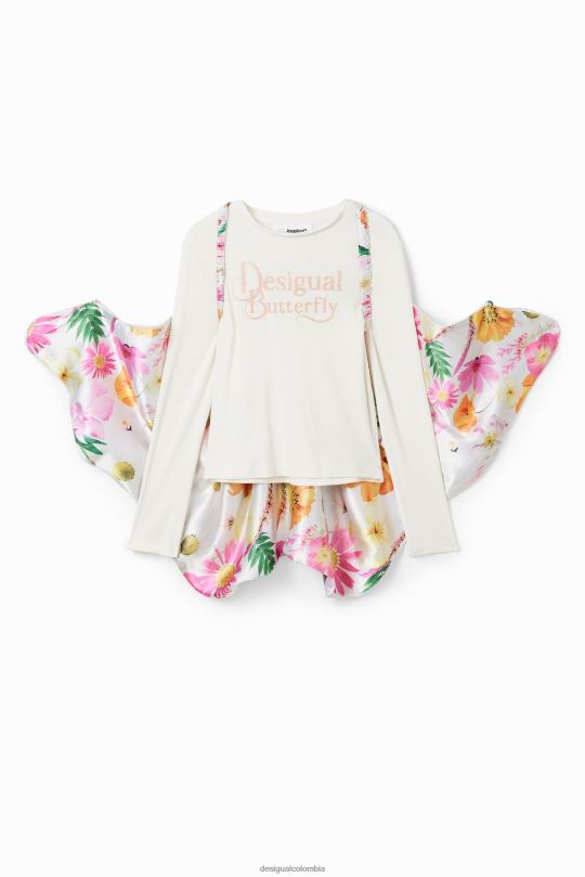 Desigual Colombia pagina oficial - ropa 4802L1718 chica Desigual camiseta de canalé con alas de mariposa