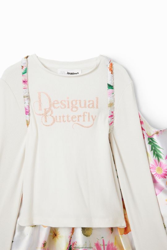 Desigual Colombia pagina oficial - ropa 4802L1718 chica Desigual camiseta de canalé con alas de mariposa