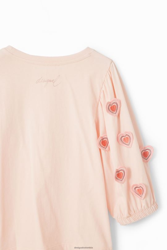 ropa 4802L1748 chica Desigual camiseta con corazón y mangas abullonadas - Desigual sales online
