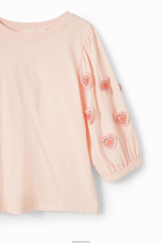 ropa 4802L1748 chica Desigual camiseta con corazón y mangas abullonadas - Desigual sales online