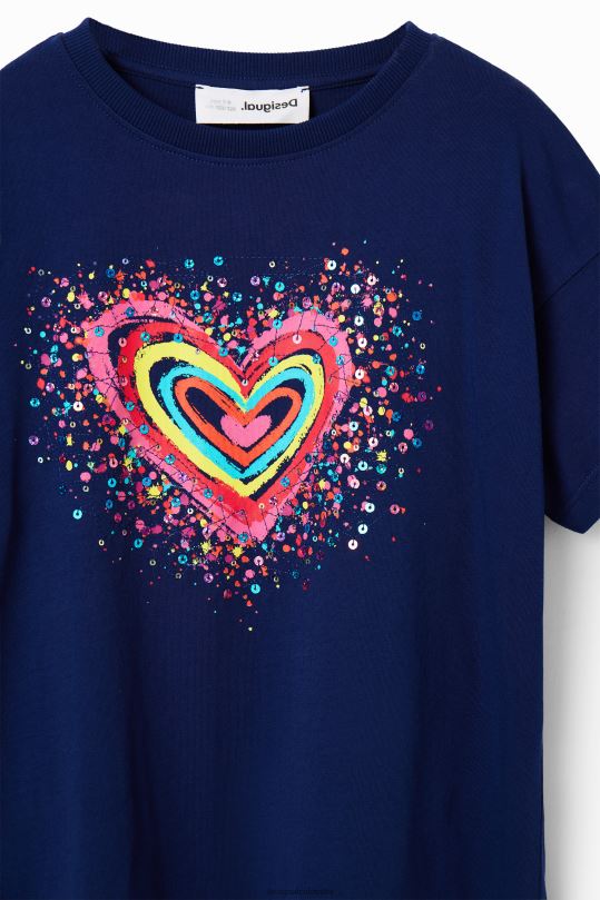ropa 4802L1755 chica Desigual camiseta con corazón y lentejuelas - Desigual Colombia Medellín
