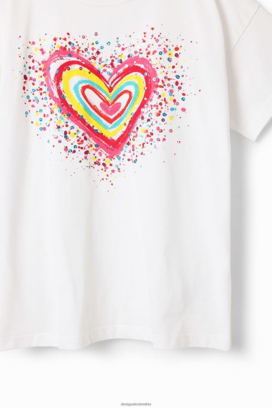 ropa 4802L1762 chica Desigual camiseta con corazón y lentejuelas - Desigual shop