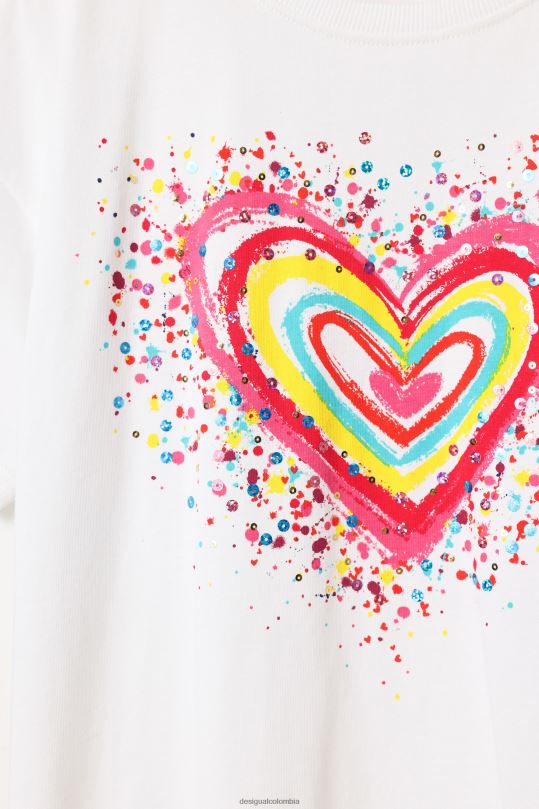 ropa 4802L1762 chica Desigual camiseta con corazón y lentejuelas - Desigual shop