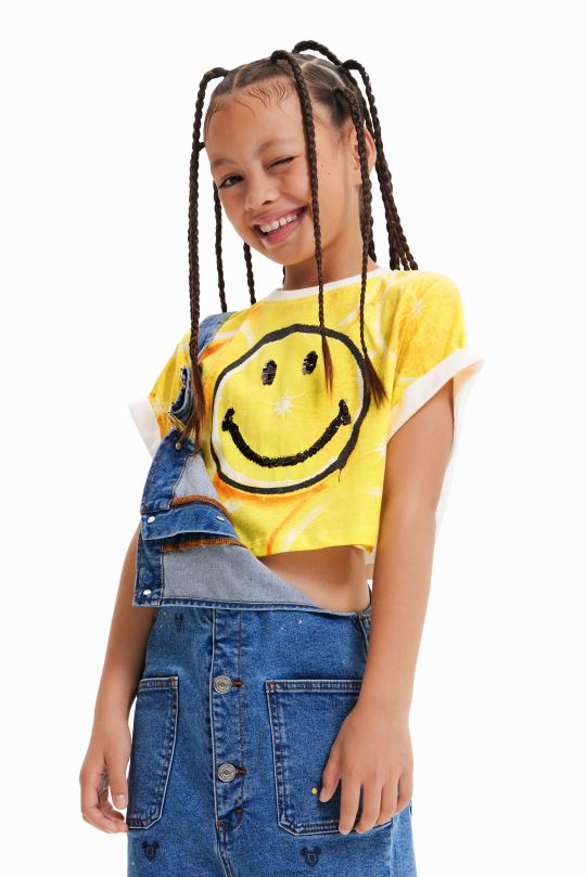 ropa 4802L1805 chica Desigual camiseta corta con limón sonriente - Desigual sale damen