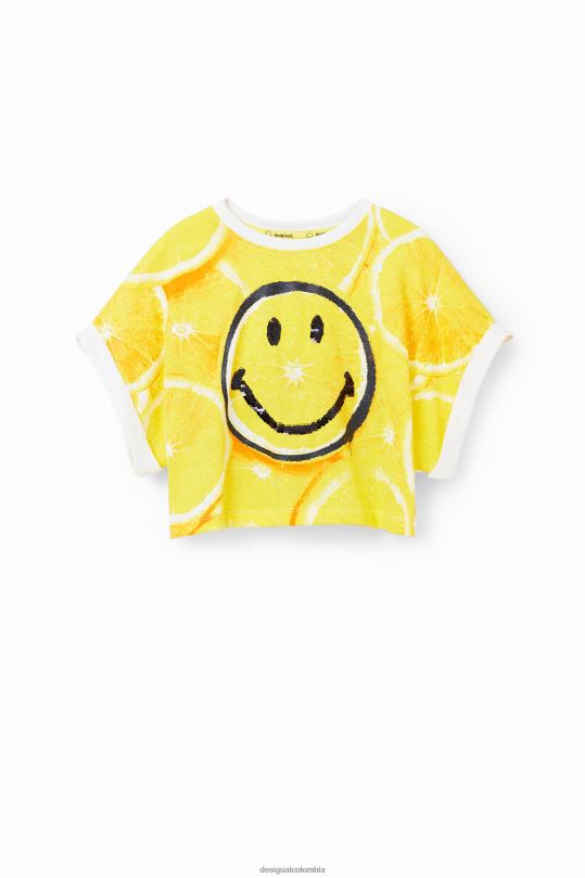 ropa 4802L1805 chica Desigual camiseta corta con limón sonriente - Desigual sale damen