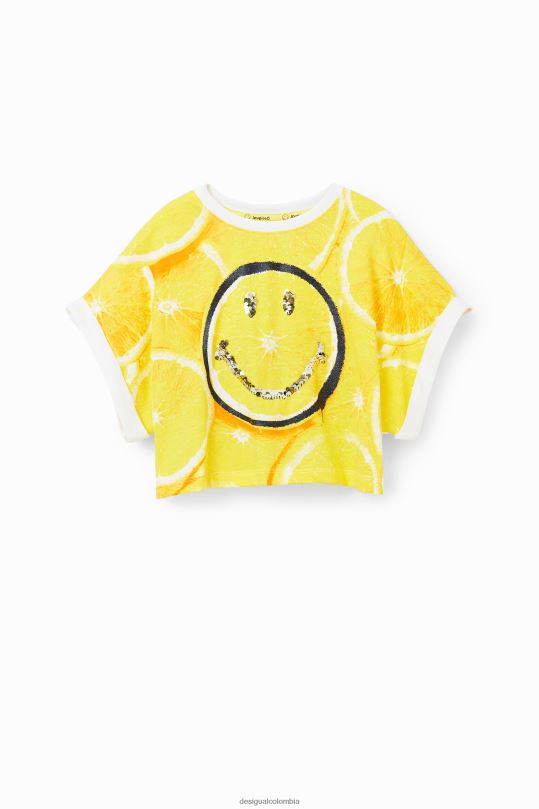 ropa 4802L1805 chica Desigual camiseta corta con limón sonriente - Desigual sale damen