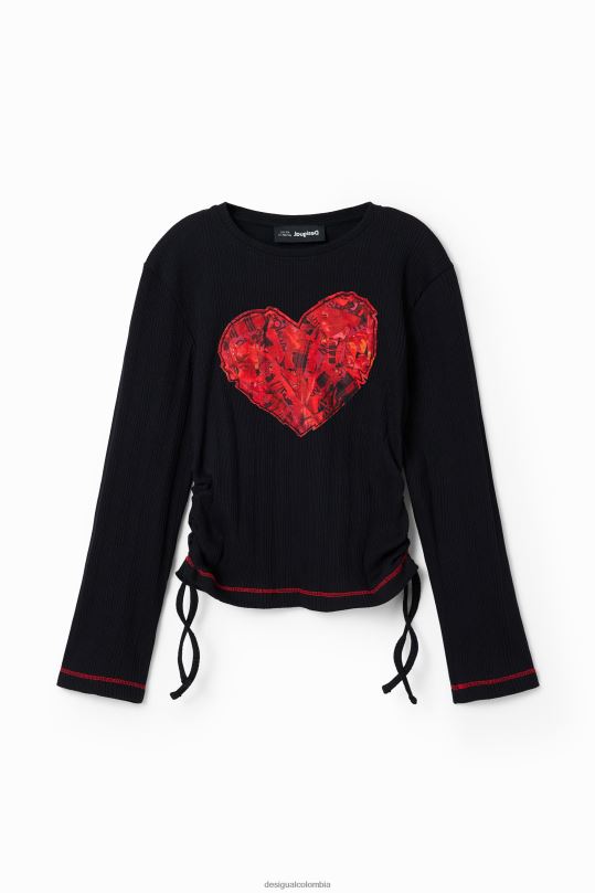 ropa 4802L1810 chica Desigual camiseta con corazón fruncido - Desigual shop