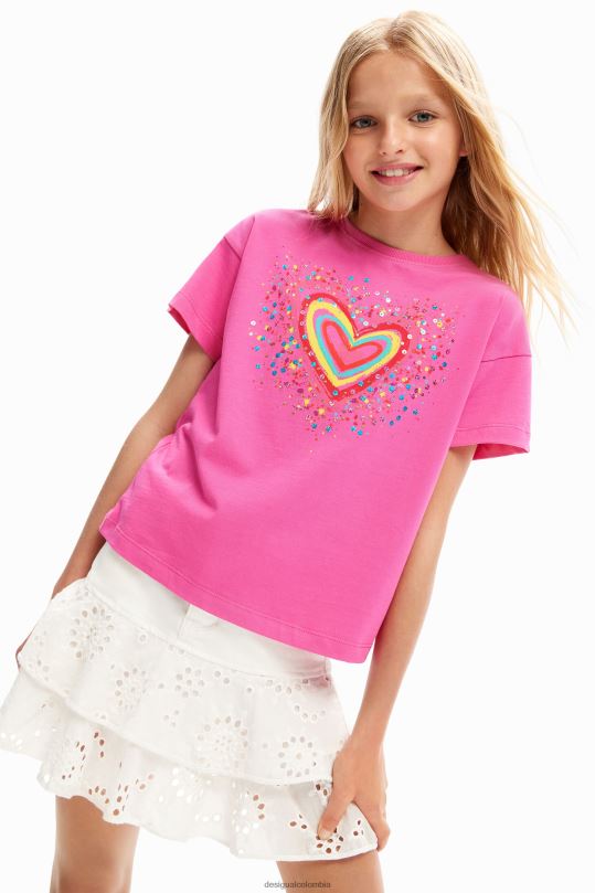 Desigual zapatos Colombia - ropa 4802L1832 chica Desigual camiseta con corazón y lentejuelas