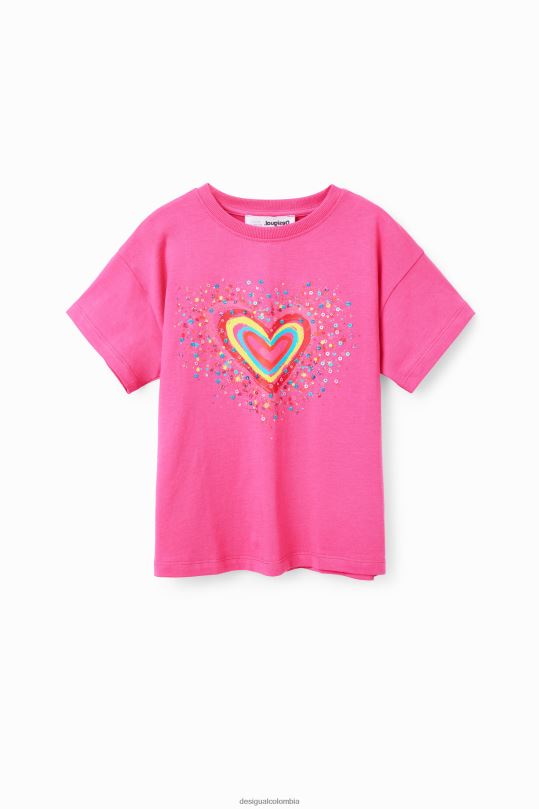 Desigual zapatos Colombia - ropa 4802L1832 chica Desigual camiseta con corazón y lentejuelas