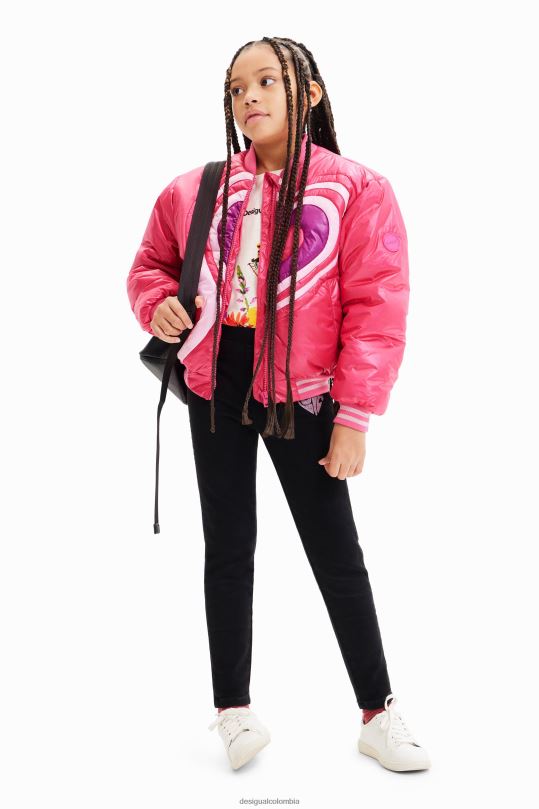 ropa 4802L1769 chica Desigual chaqueta bomber acolchada con corazones - Desigual Colombia rebajas