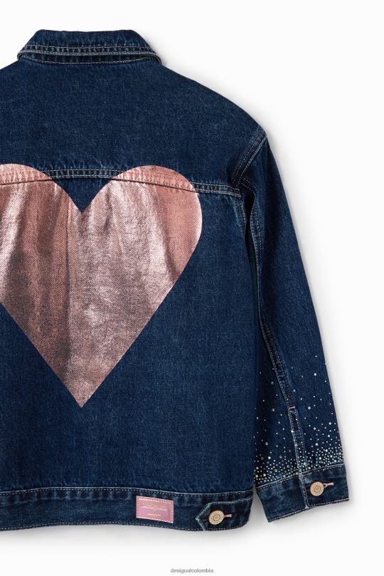 ropa 4802L1772 chica Desigual chaqueta estilo camionero de mezclilla con corazones - Desigual sale damen