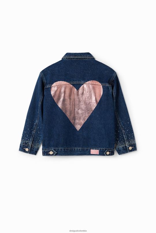 ropa 4802L1772 chica Desigual chaqueta estilo camionero de mezclilla con corazones - Desigual sale damen