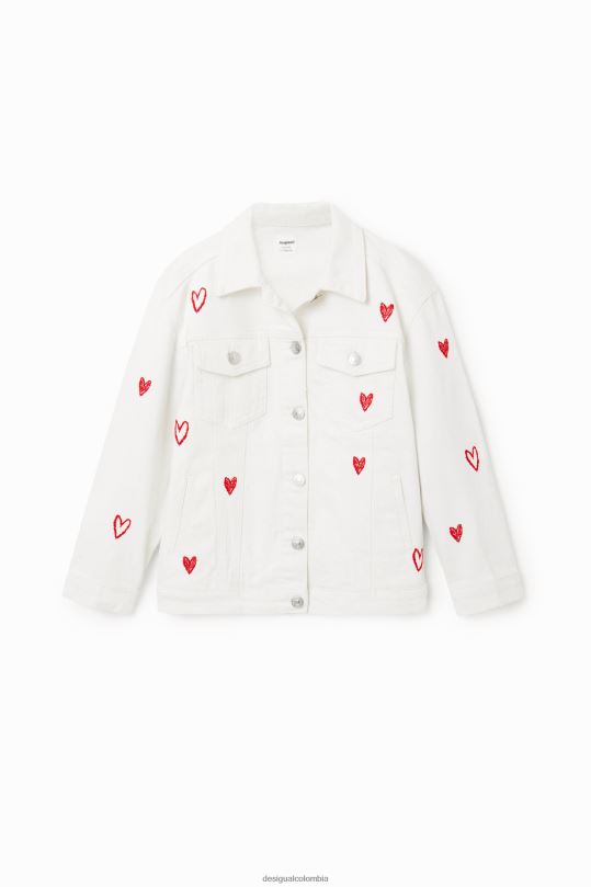 ropa 4802L1825 chica Desigual chaqueta vaquera oversize con corazones - Desigual shop