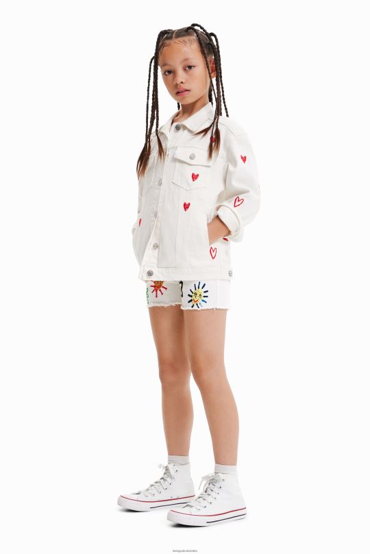 ropa 4802L1825 chica Desigual chaqueta vaquera oversize con corazones - Desigual shop