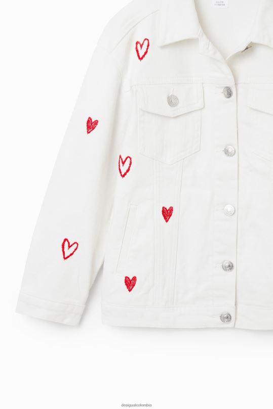 ropa 4802L1825 chica Desigual chaqueta vaquera oversize con corazones - Desigual shop
