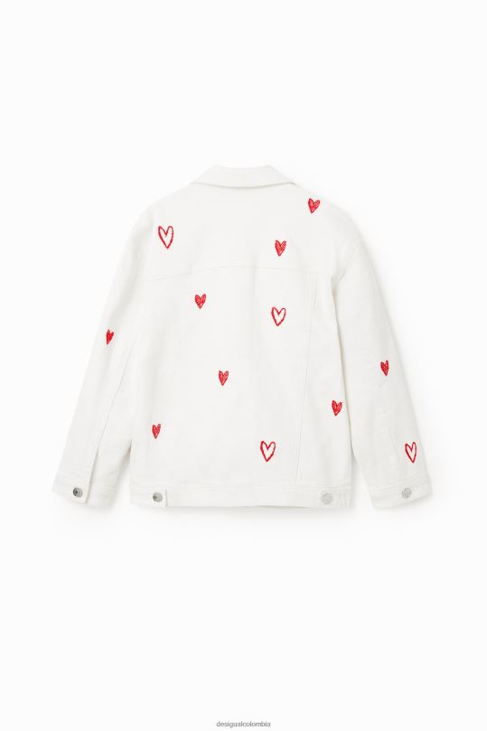 ropa 4802L1825 chica Desigual chaqueta vaquera oversize con corazones - Desigual shop