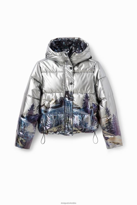 Desigual Colombia pagina oficial - ropa 4802L1829 chica Desigual chaqueta corta metalizada acolchada