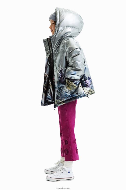 Desigual Colombia pagina oficial - ropa 4802L1829 chica Desigual chaqueta corta metalizada acolchada