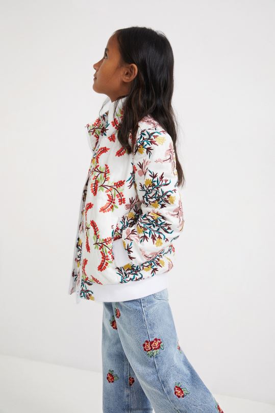 ropa 4802L1885 chica Desigual chaqueta acolchada con estampado floral - Desigual Colombia rebajas
