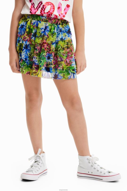 ropa 4802L1139 chica Desigual minifalda de tul con volantes y flores - Desigual sales online
