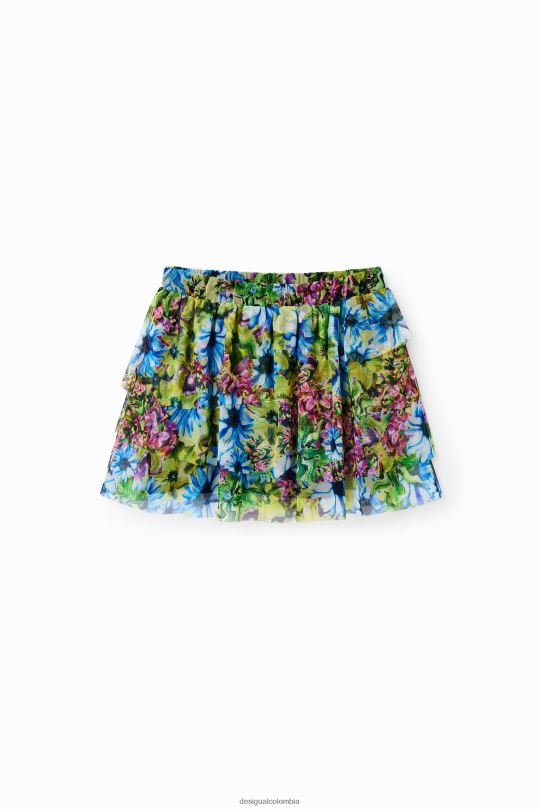 ropa 4802L1139 chica Desigual minifalda de tul con volantes y flores - Desigual sales online