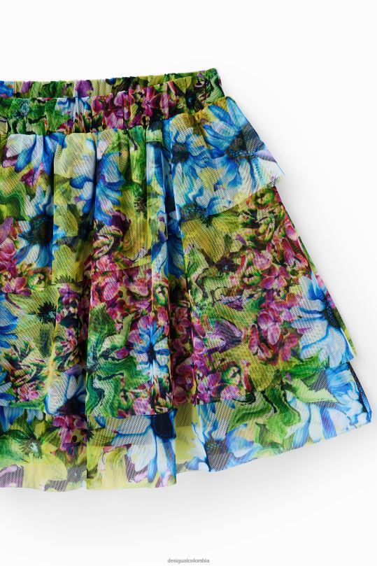 ropa 4802L1139 chica Desigual minifalda de tul con volantes y flores - Desigual sales online