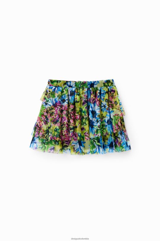 ropa 4802L1139 chica Desigual minifalda de tul con volantes y flores - Desigual sales online