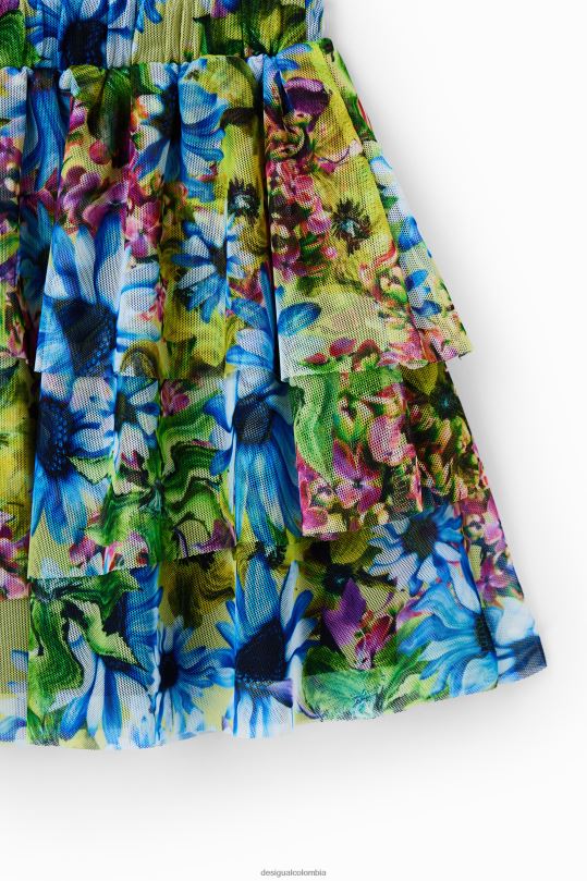 ropa 4802L1139 chica Desigual minifalda de tul con volantes y flores - Desigual sales online