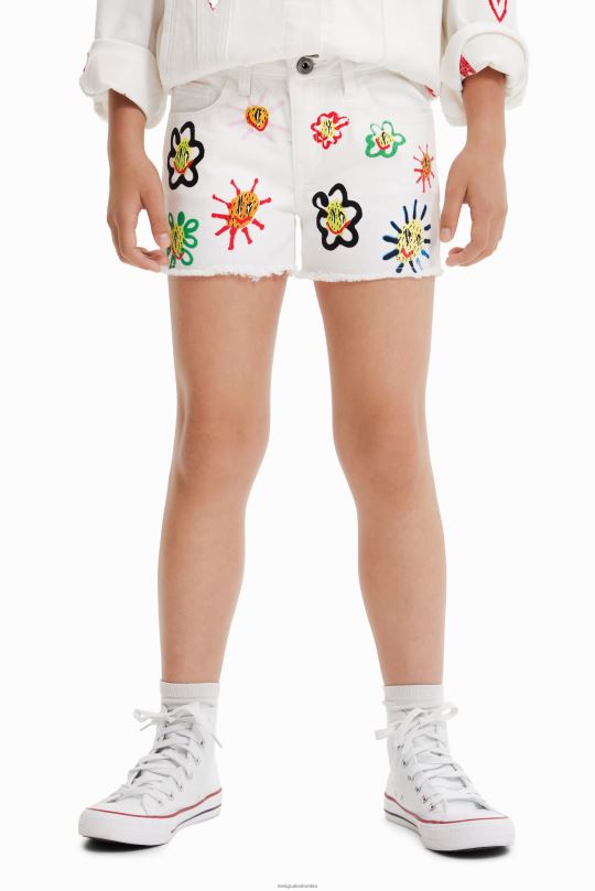 ropa 4802L1159 chica Desigual pantalones cortos de mezclilla de sol - Desigual shop