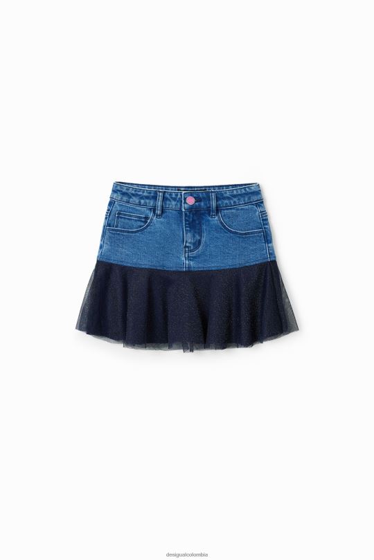 ropa 4802L1717 chica Desigual minifalda de mezclilla con volantes brillantes - Desigual sale damen