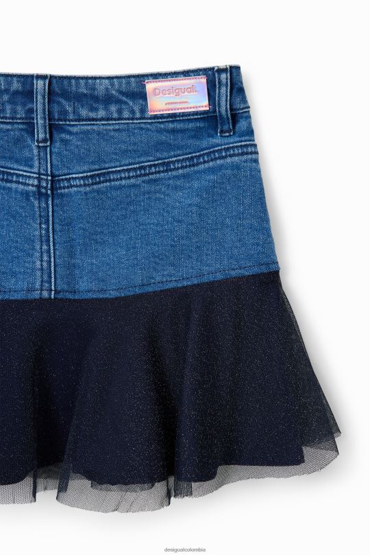 ropa 4802L1717 chica Desigual minifalda de mezclilla con volantes brillantes - Desigual sale damen
