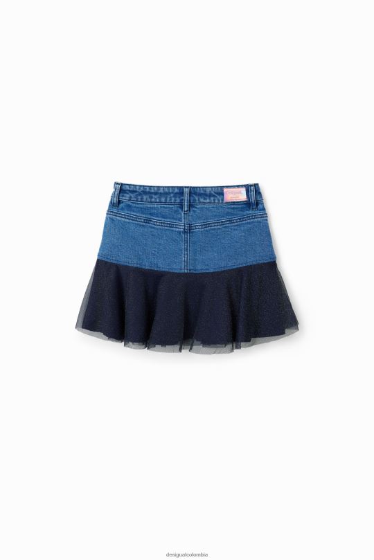 ropa 4802L1717 chica Desigual minifalda de mezclilla con volantes brillantes - Desigual sale damen