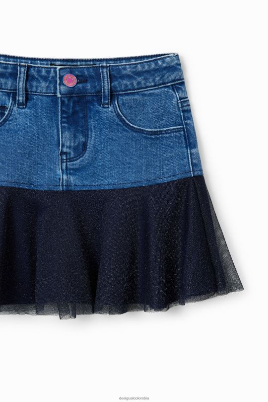 ropa 4802L1717 chica Desigual minifalda de mezclilla con volantes brillantes - Desigual sale damen
