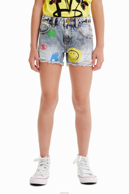 Desigual Colombia pagina oficial - ropa 4802L1752 chica Desigual pantalones cortos de mezclilla sonrientes