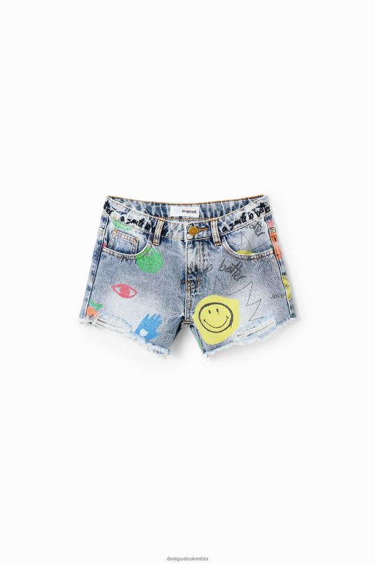 Desigual Colombia pagina oficial - ropa 4802L1752 chica Desigual pantalones cortos de mezclilla sonrientes