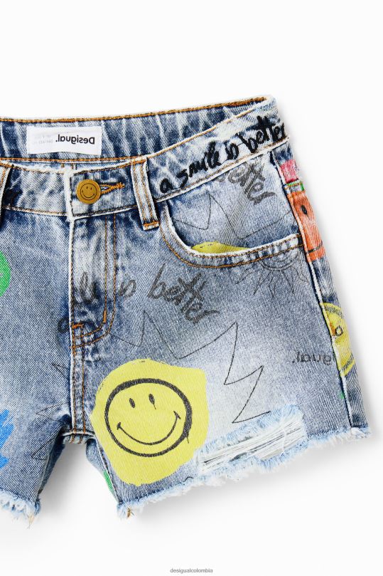 Desigual Colombia pagina oficial - ropa 4802L1752 chica Desigual pantalones cortos de mezclilla sonrientes