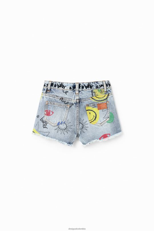 Desigual Colombia pagina oficial - ropa 4802L1752 chica Desigual pantalones cortos de mezclilla sonrientes