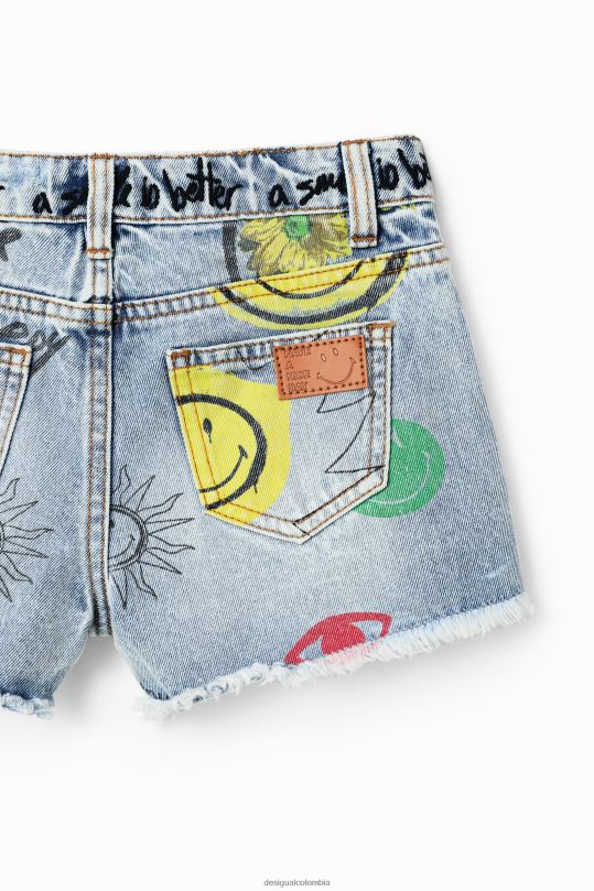 Desigual Colombia pagina oficial - ropa 4802L1752 chica Desigual pantalones cortos de mezclilla sonrientes