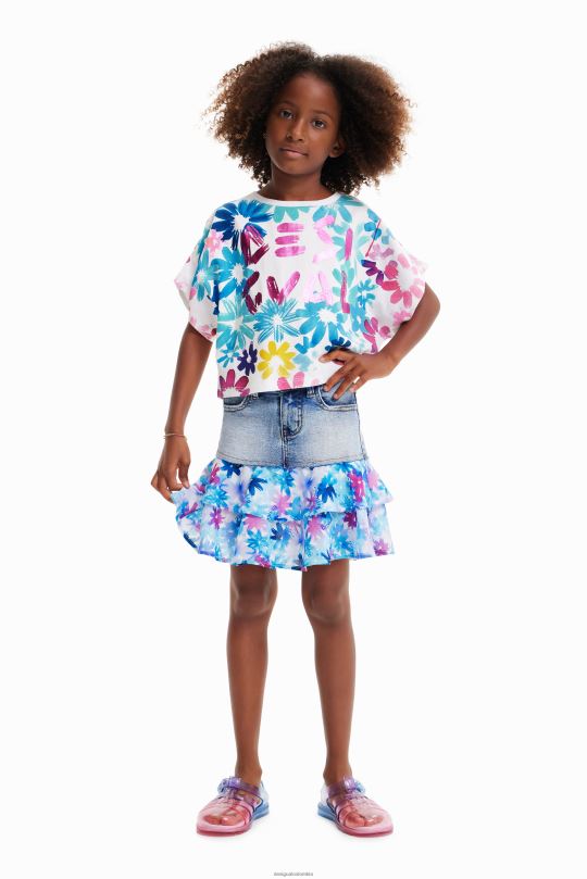 Desigual Colombia pagina oficial - ropa 4802L1788 chica Desigual minifalda vaquera con volantes florales