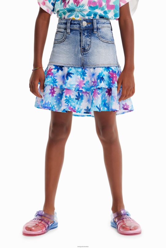 Desigual Colombia pagina oficial - ropa 4802L1788 chica Desigual minifalda vaquera con volantes florales