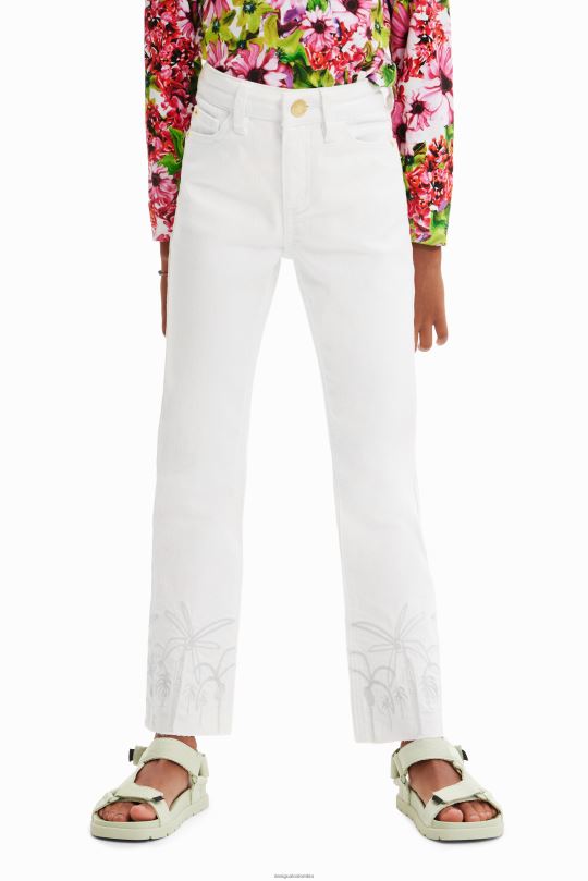 Desigual Colombia bolsos - ropa 4802L1850 chica Desigual jeans largos acampanados con bordados