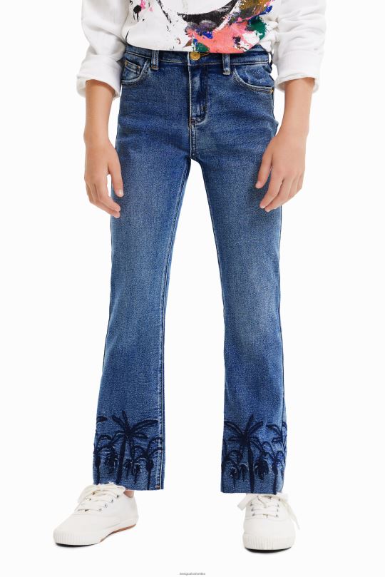 Desigual zapatos Colombia - ropa 4802L1854 chica Desigual jeans largos acampanados con bordados