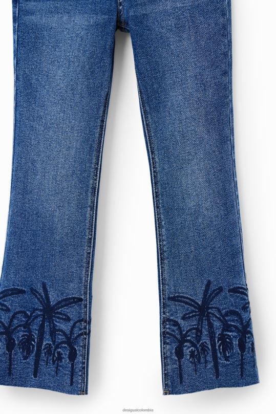 Desigual zapatos Colombia - ropa 4802L1854 chica Desigual jeans largos acampanados con bordados