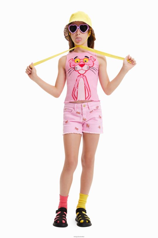 ropa 4802L1884 chica Desigual pantalones cortos de mezclilla pantera rosa - Desigual Colombia rebajas