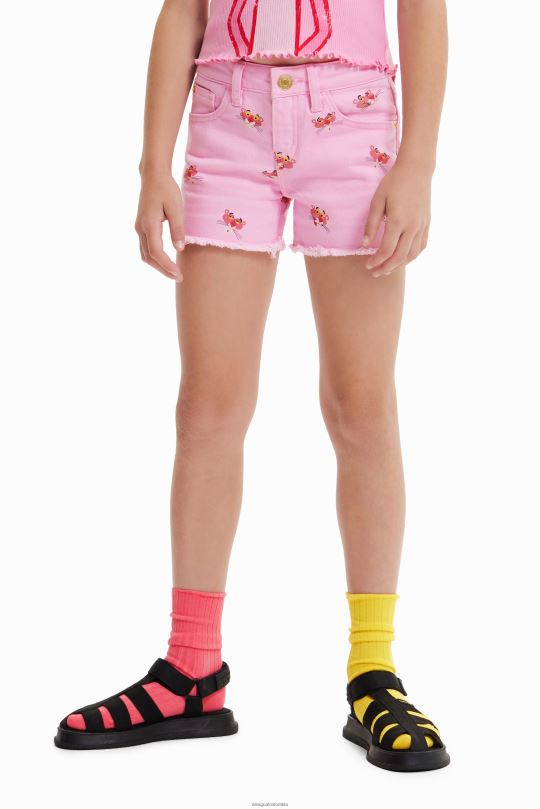 ropa 4802L1884 chica Desigual pantalones cortos de mezclilla pantera rosa - Desigual Colombia rebajas