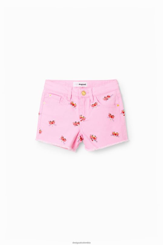 ropa 4802L1884 chica Desigual pantalones cortos de mezclilla pantera rosa - Desigual Colombia rebajas