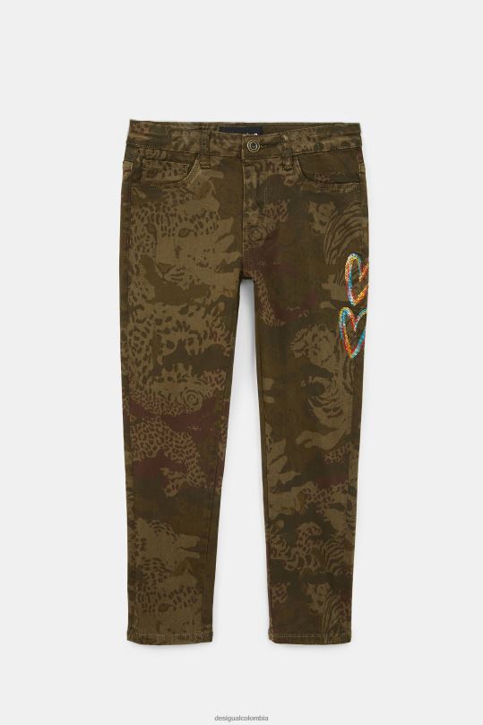 ropa 4802L1887 chica Desigual pantalones rectos con estampado bordado - Desigual sales online